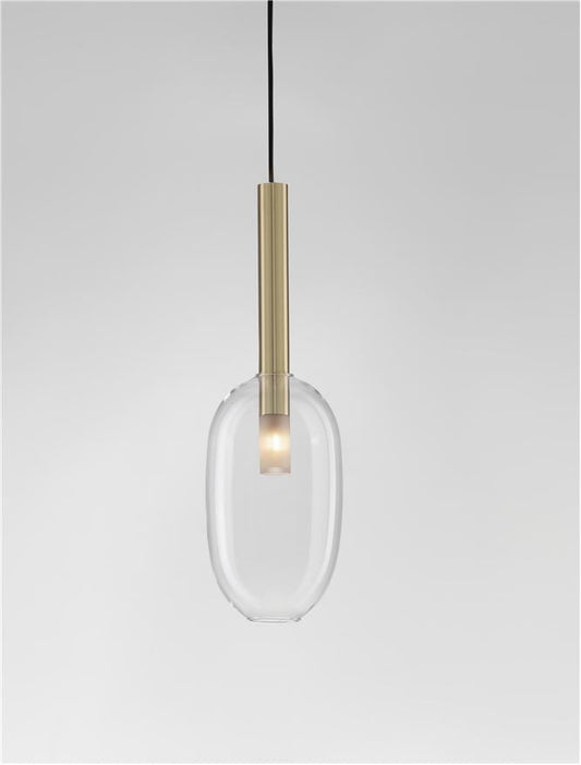 AME Sandy Gold & Clear Glass Lozenge Pendant - ID 12530