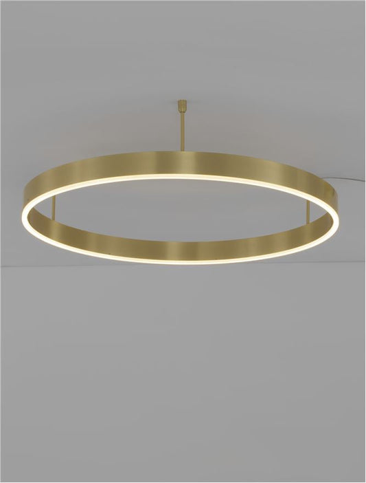 MOT Dimmable Brass Gold Aluminium & Acrylic Ring Semi Flush Medium - ID 12541
