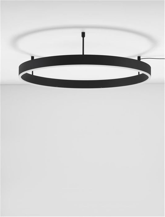 MOT Dimmable Sandy Black Aluminium & Acrylic Ring Semi Flush Medium - ID 12538