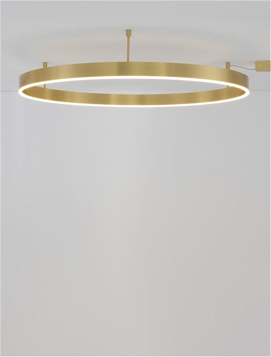 MOT Dimmable Brass Gold Aluminium & Acrylic Ring Semi Flush Large - ID 12542