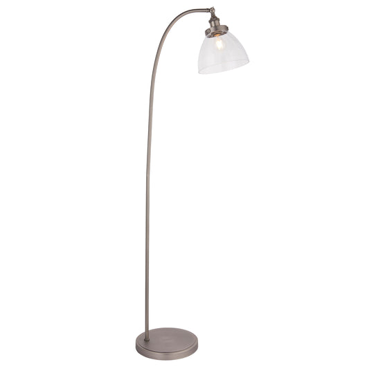 HAN Brushed Silver Floor Lamp with Clear Glass Shade - ID 13016