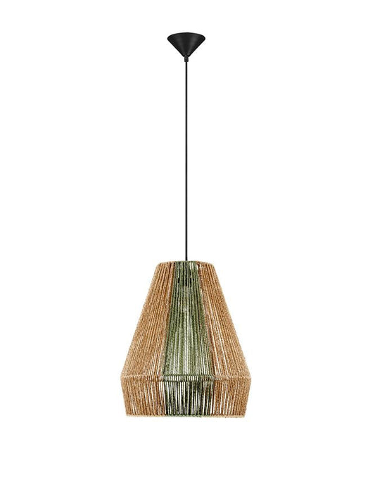 DEN Natural Conical Pendant with Green Rope Detail - ID 13596