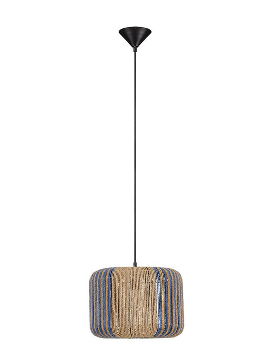 LUP Natural Conical Pendant with Blue & Yellow Rope Detail - ID 13598