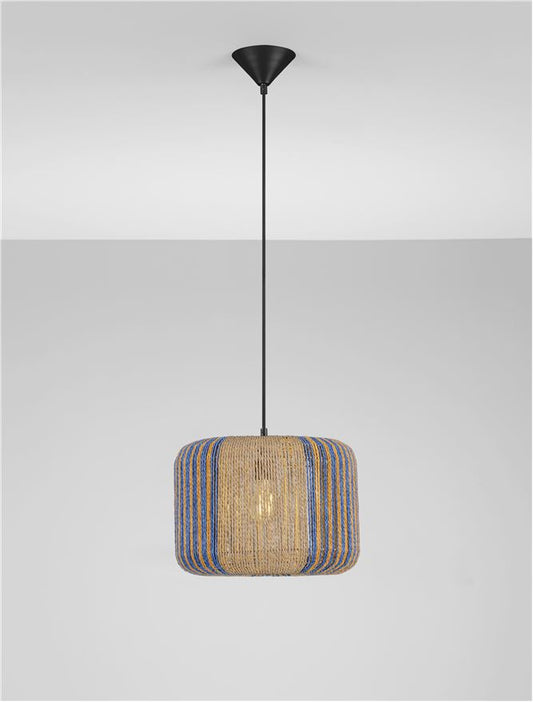 LUP Natural Conical Pendant with Blue & Yellow Rope Detail - ID 13598