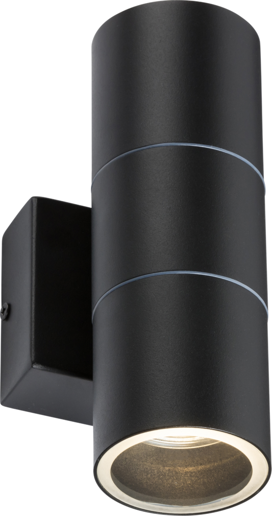 Exterior Up & Down 2xGU10 Wall Light Matt Black IP54 - ID 11608