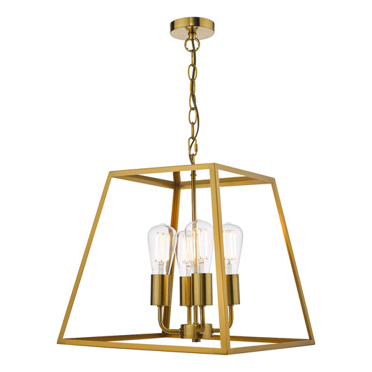 Edgware 4 Light Box Lantern in Natural Brass - ID 13469