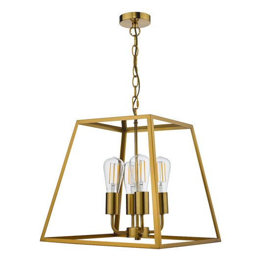 Edgware 4 Light Box Lantern in Natural Brass - ID 13469