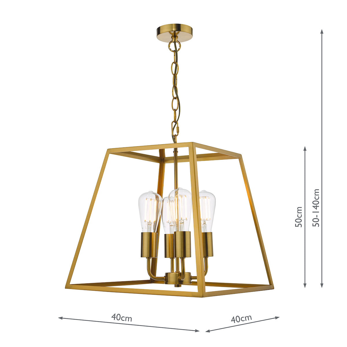 Edgware 4 Light Box Lantern in Natural Brass - ID 13469