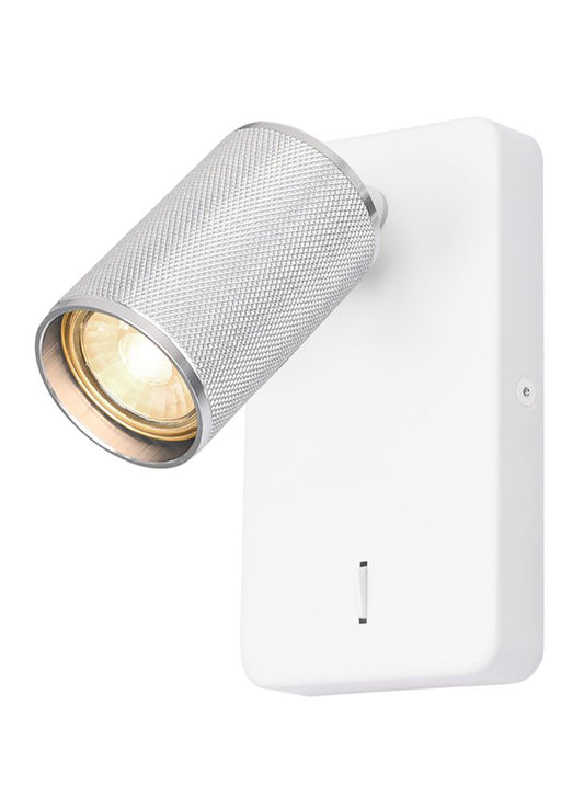 KNO White & Silver Knurled Single Wall Light - 13218