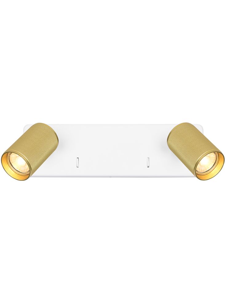 KNO White & Brass Knurled Double Wall Light - 13219