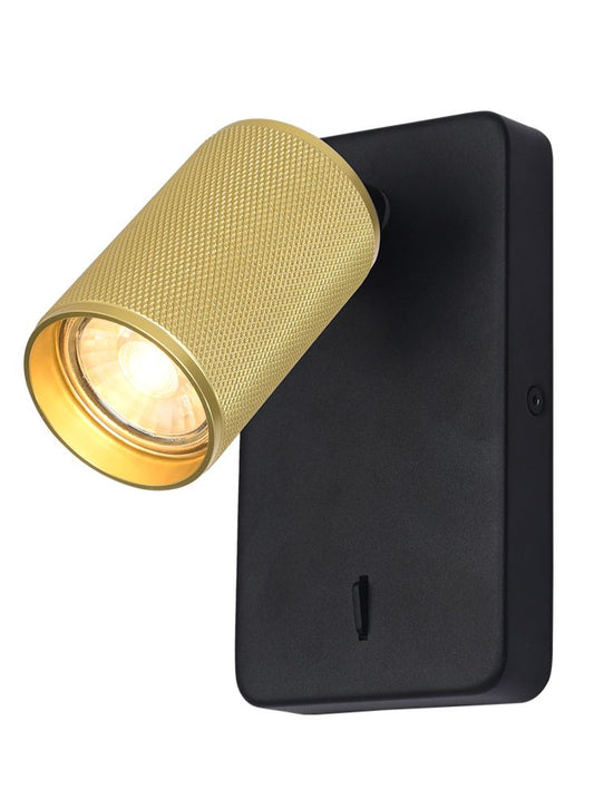 KNO Black & Brass Knurled Single Wall Light - 13210