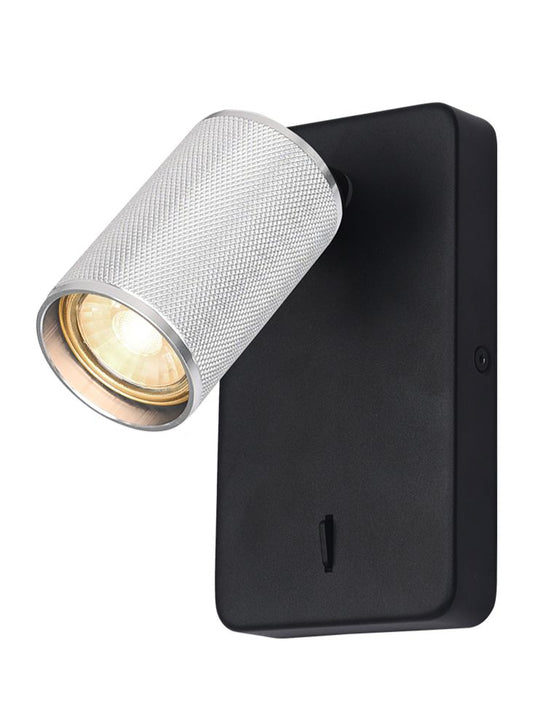 KNO Black & Silver Knurled Single Wall Light - 13211