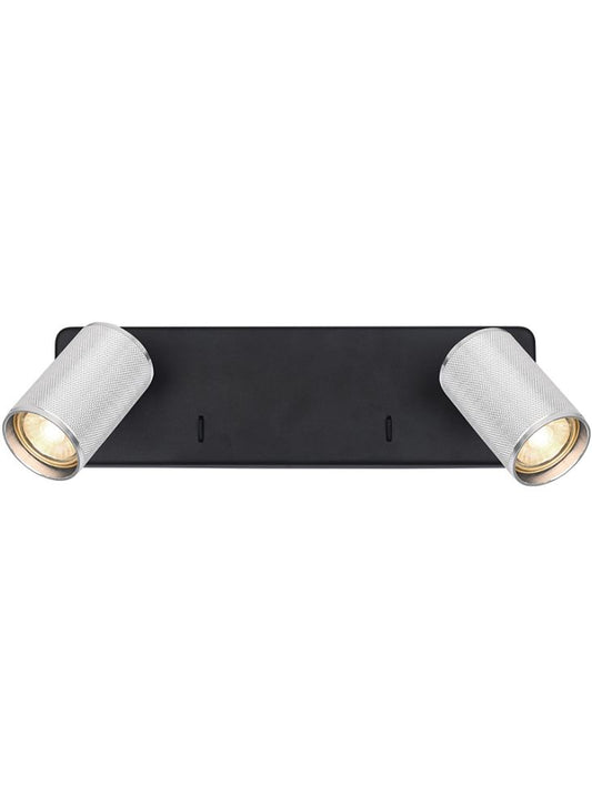 KNO Black & Silver Knurled Double Wall Light - 13213