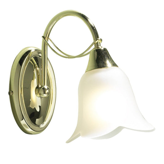 Oval Single Antique Brass Wall Light in Polished Brass - CLEARANCE