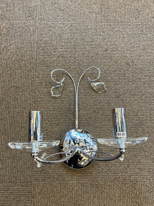 Franklite Chrome & Crystal Double Wall Light - EX-DISPLAY