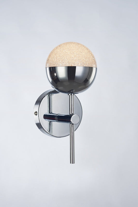 Single Chrome & Crushed Crystal Effect IP44 Wall Light - ID 6237 - EX-DISPLAY
