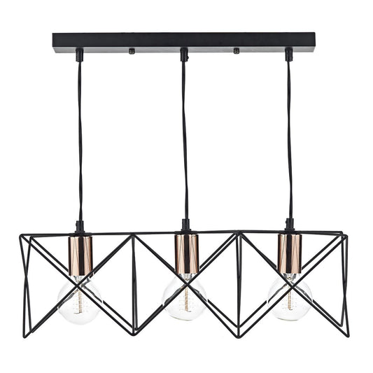 Hailes 3 Light Bar Pendant Black And Copper - ID 9380