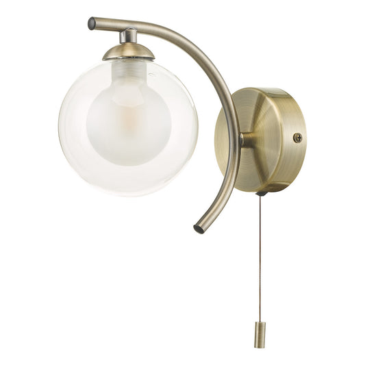 NAK Antique Brass Wall Light With Clear & Opal Glass - ID 13456