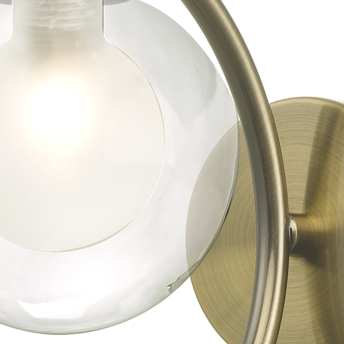 NAK Antique Brass Wall Light With Clear & Opal Glass - ID 13456