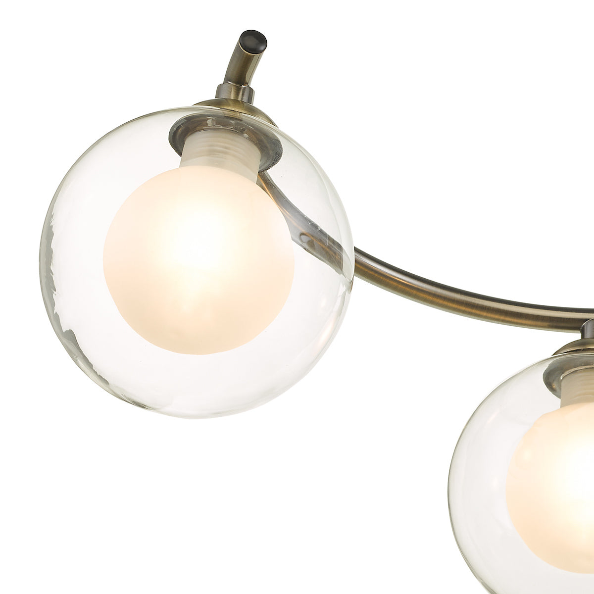 NAK 6 Antique Brass Semi-Flush With Clear & Opal Glass - ID 13455