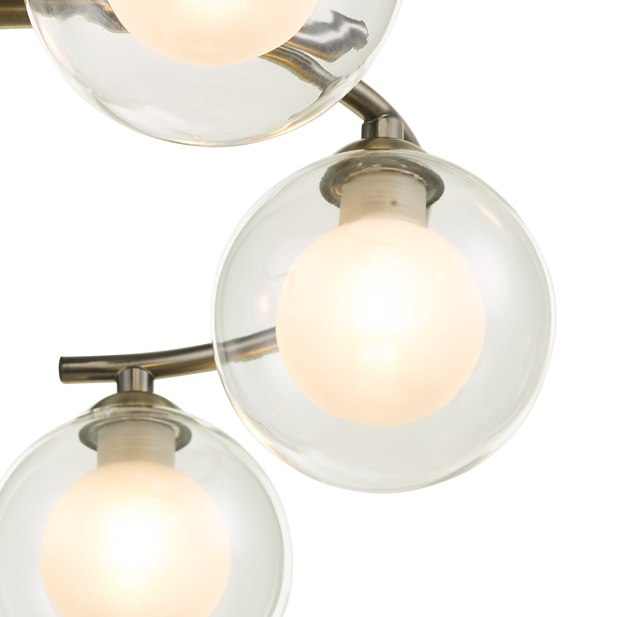 NAK 6 Antique Brass Semi-Flush With Clear & Opal Glass - ID 13455