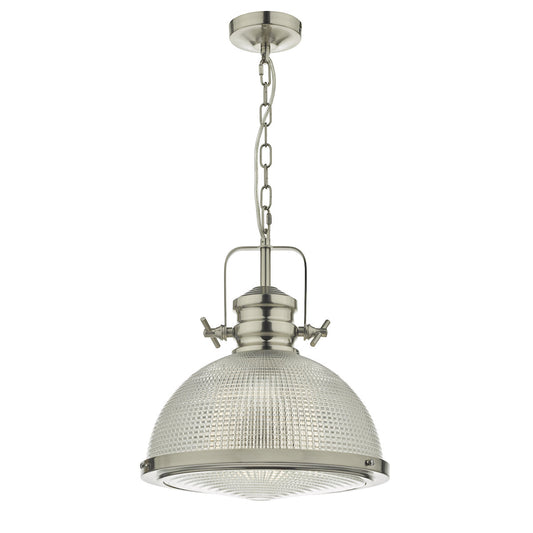 PEY 1 Light Pendant Satin Nickel And Textured Glass - ID 10427