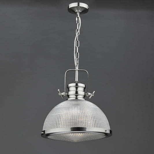 PEY 1 Light Pendant Satin Nickel And Textured Glass - ID 10427