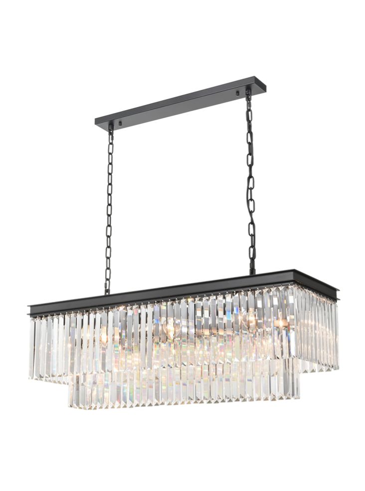 PERO Tiered Linear 100cm Black Metal & Crystal Pendant - ID 12870