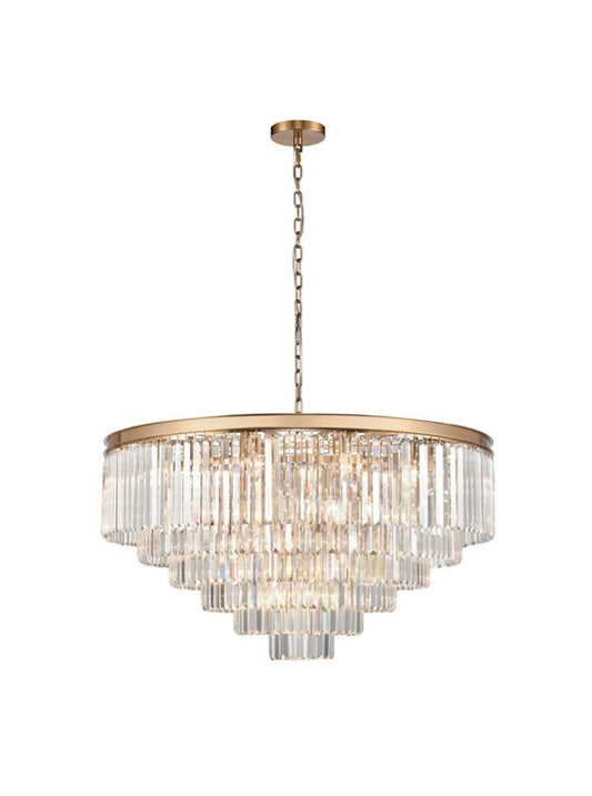 PERO Circular Tiered Large 100cm Brushed Brass & Crystal Pendant - ID 11511