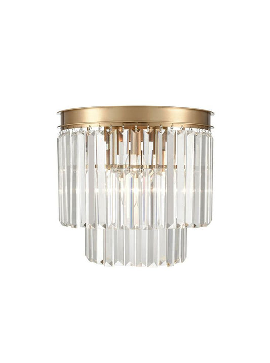 PERO Semi-Circular Brushed Brass Metal & Crystal Wall Light - ID 12868