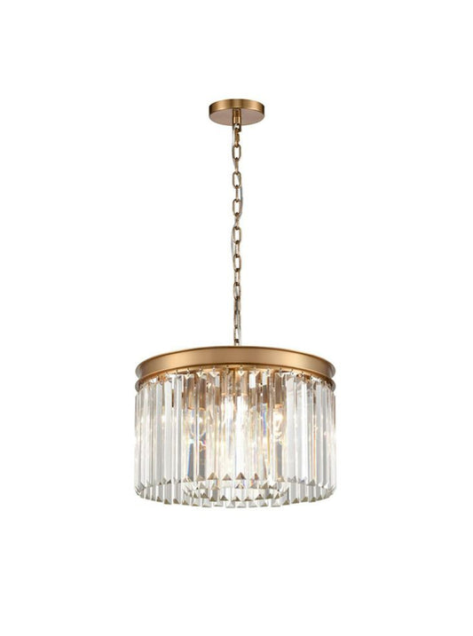 PERO Circular Small 40cm Brushed Brass Metal & Crystal Pendant - ID 12866