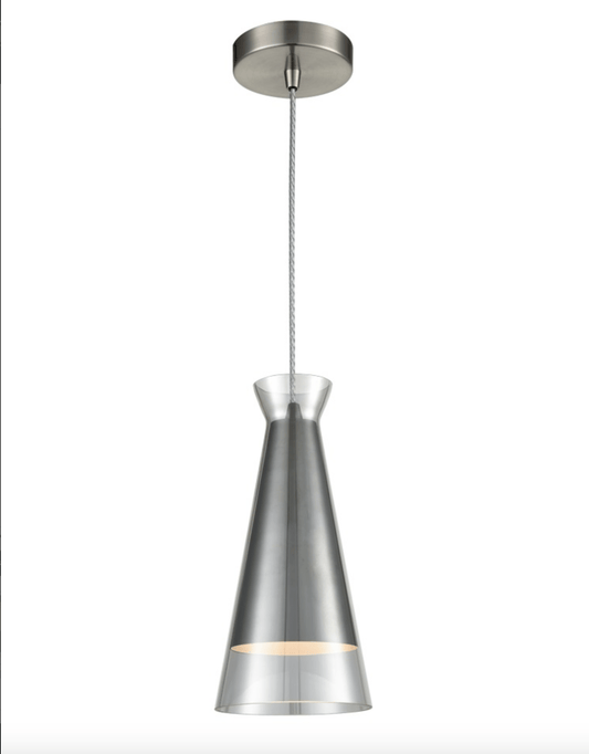 Balintore Satin Nickel and Smoked Glass Single Pendant ID 6826 - EX-DISPLAY