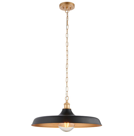 Mid-Century Pendant, Matt Black and Satin Gold - ID 12521
