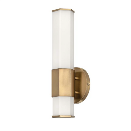 FAC Hexagonal Opal Glass & Heritage Brass Bathroom Wall Light - ID 12555
