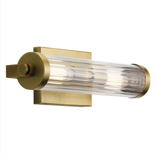 AZO Vintage Industrial Inspired Natural Brass 2 Lamp Bathroom Wall Light - ID 12561