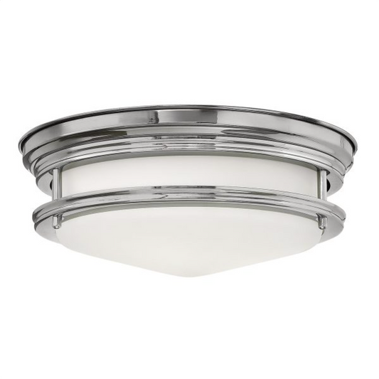 HAD Chrome & Opal Glass Two Lamp Semi Flush IP44 Ceiling Light - 12574