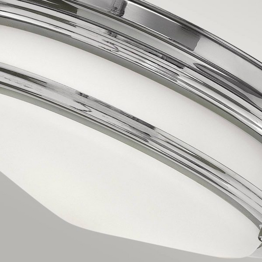 HAD Chrome & Opal Glass Two Lamp Semi Flush IP44 Ceiling Light - 12574