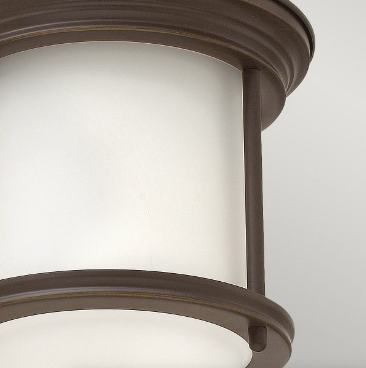 HAD Oil Rubbed Bronze & Opal Glass One Lamp Semi Flush IP44 Ceiling Light - 12575