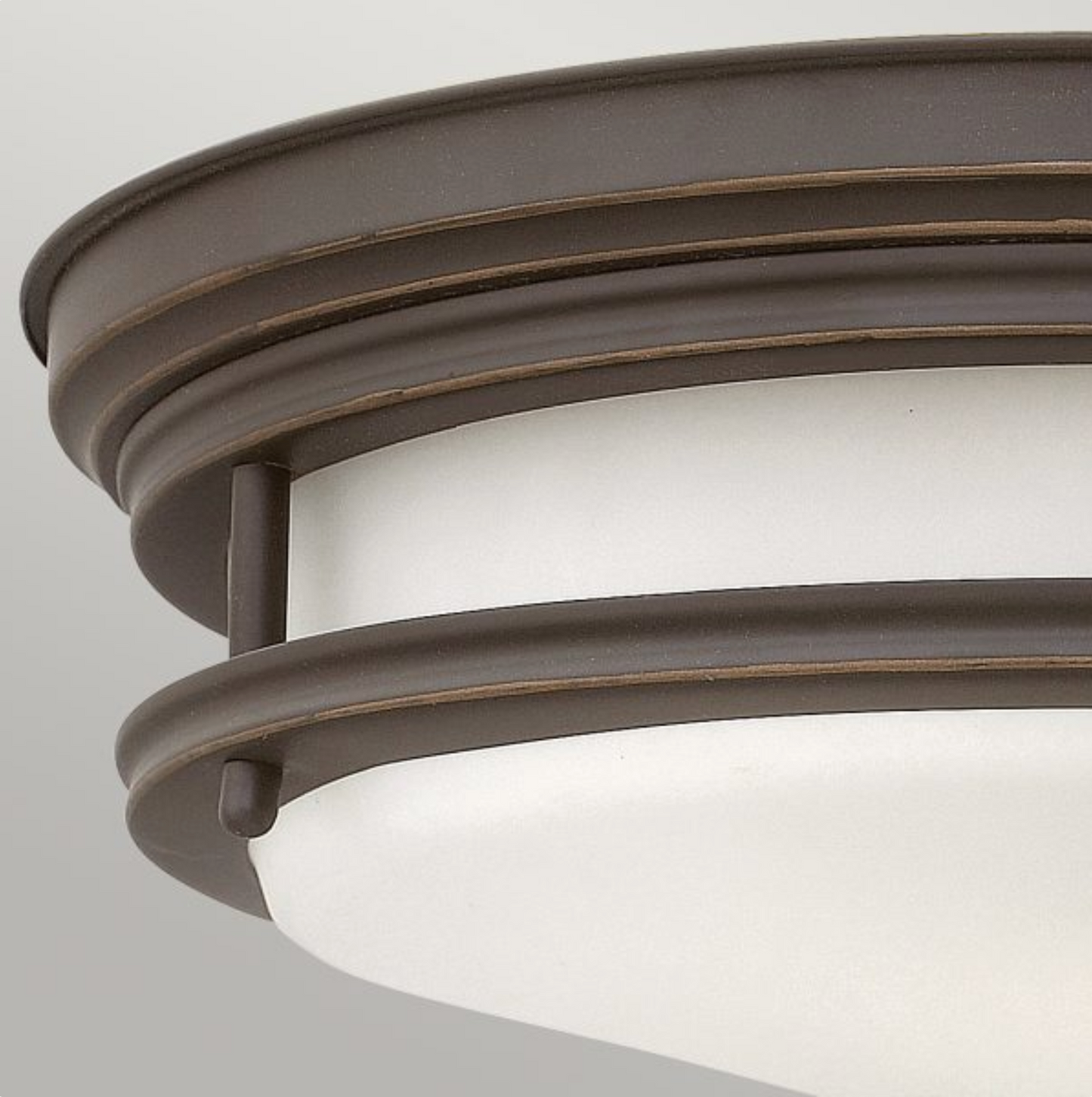HAD Oil Rubbed Bronze & Opal Glass Two Lamp Semi Flush IP44 Ceiling Light - 12576