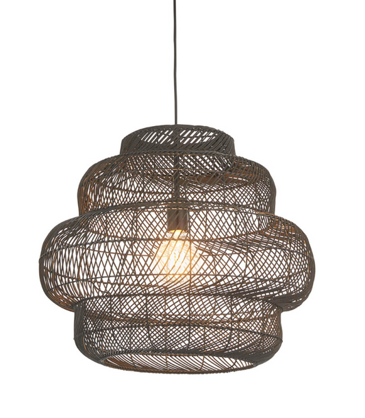 Large black rattan basket shade - ID 12621