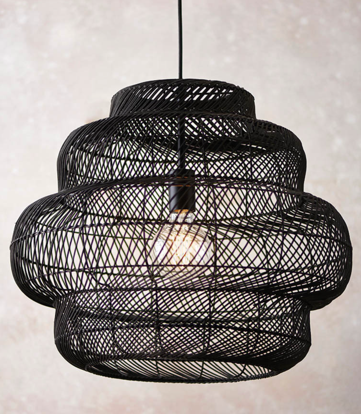 Large black rattan basket shade - ID 12621