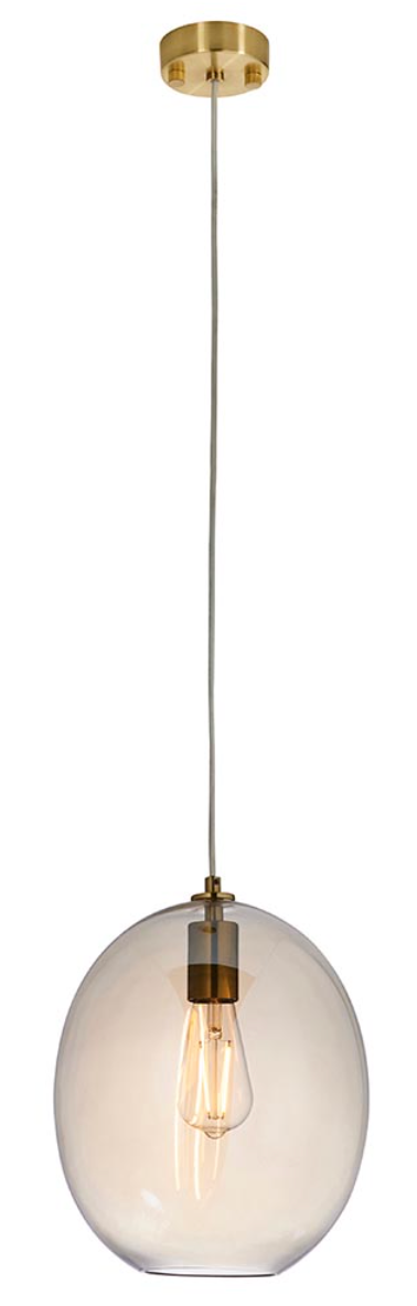 Satin Brass Oval Glass Pendant - ID 12998