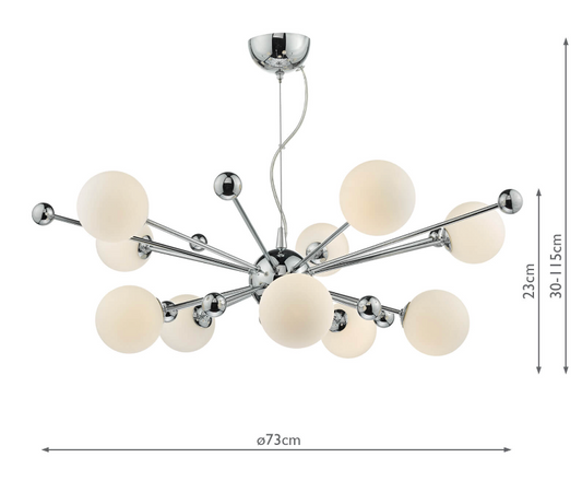 Greenwich Polished Chrome 10 Arm Pendant - ID 6808