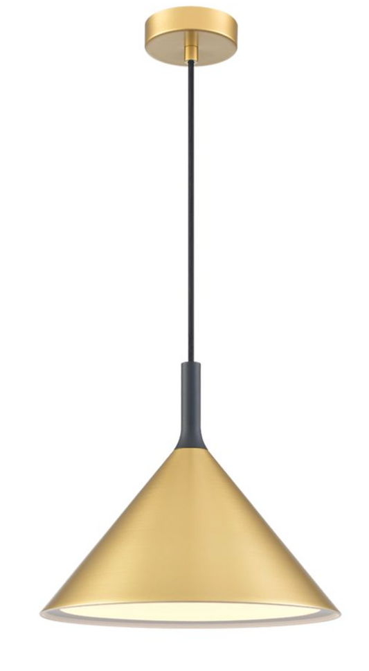 Conical Satin Brass Pendant, 300mm - ID 13139