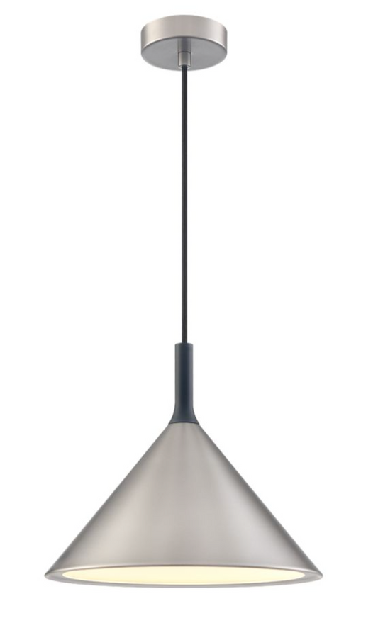 Conical Satin Nickel Pendant, 300mm - ID 13140