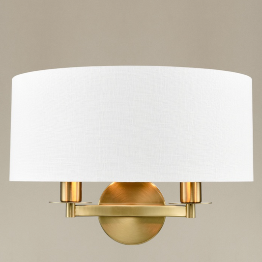 Aged Brass Wall Light, Cream/Gold Shade - ID 13143