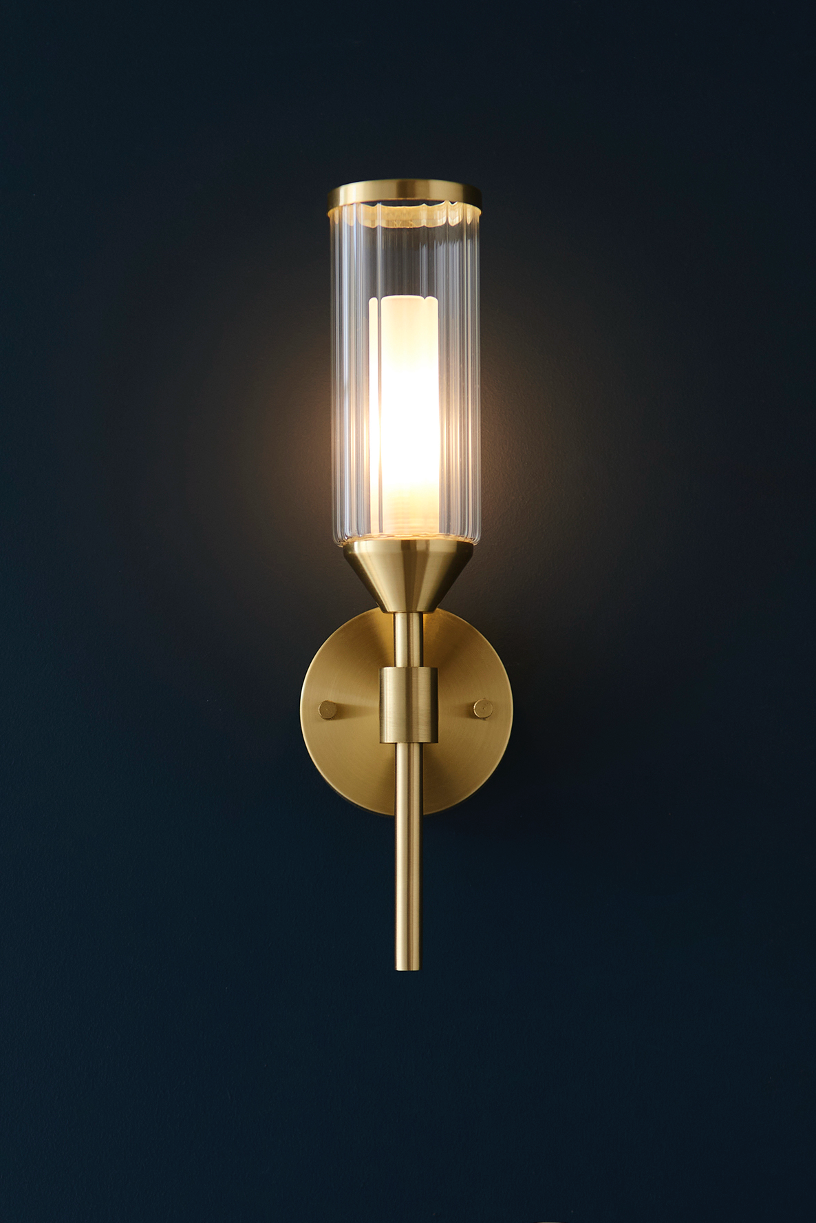 Frosted Glass & Satin Brass Wall Light - ID