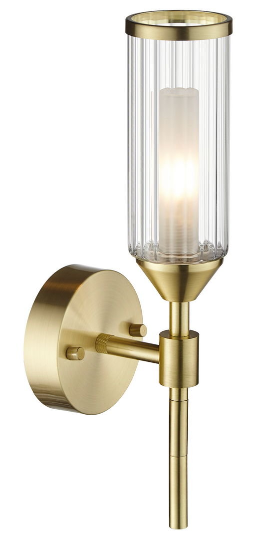 Frosted Glass & Satin Brass Wall Light - ID
