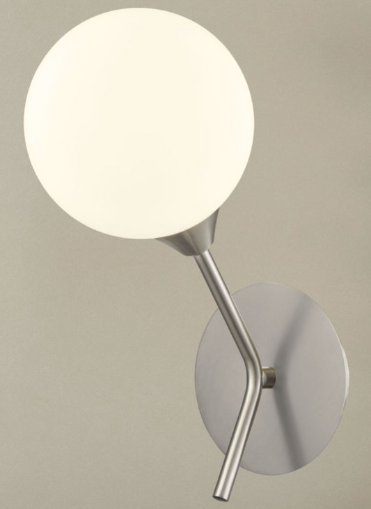 2 Light Wall Light, Opal Glass, Satin Nickel - ID 13148