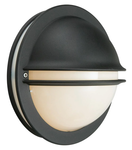 Exterior Eyelid Bulkhead Wall Light matt black with opal diffuser